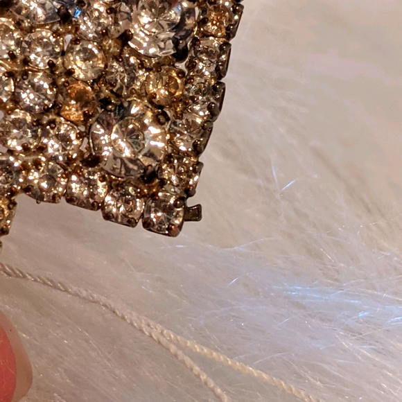 Vtg Art Deco Silverplate Rhinestone Brooch Pendant - Picture 5 of 8